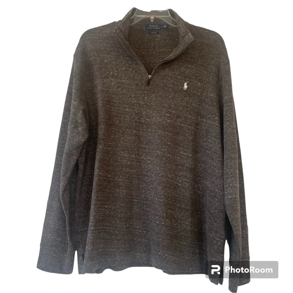 Ralph Lauren Polo Half Zip Light Brown Tan Mens Sweater Lg